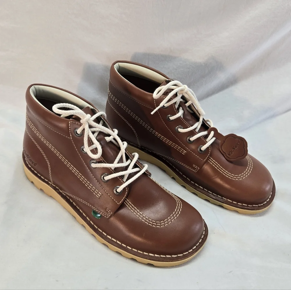 Kickers Kick Hi Men's Size 46 Brown Lace Up Leather Boots New